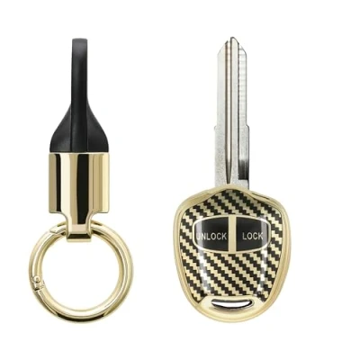 Abbildung von kwmobile Autoschlüssel Hülle kompatibel mit Mitsubishi 2 Tasten Schlüsselhülle Key Ring Anhänger Cover Gold Schwarz