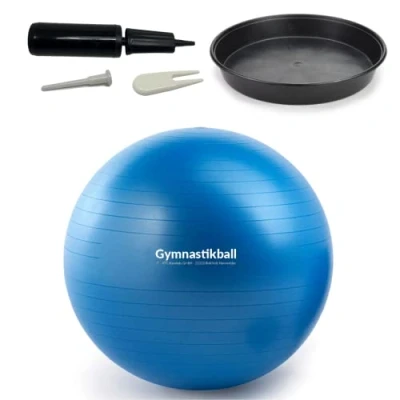 Abbildung von ATC Handels GmbH Gymnastikball Set Ø 45, 55, 65 &amp; 75cm inkl. Stopperschale, Ballpumpe, Ventilöffner und Maßband Fitness, Therapie als Sitzball fürs Büro, 75cm, blau