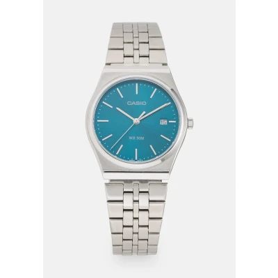 Abbildung von Casio Watch Unisex Uhr silvercoloured/petrol blue, Größe: One Size, Silver coloured/petrol blue
