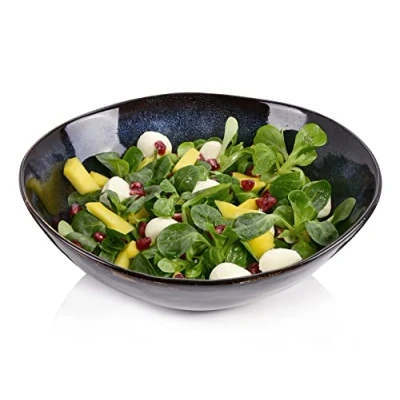 Abbildung von SÄNGER Salatschüssel Tokio Salatschale, Steingut, (1 tlg), Blau Schwarz, Handmade, Premium Collection