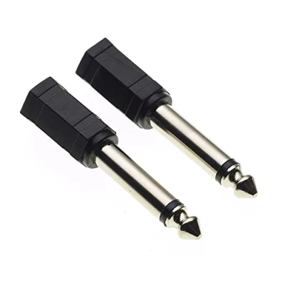 Abbildung von 3,5mm auf 6,35 mm Adapter, 2 Stück 3,5 Mono Audio Stecker Mikrofonstecker Adapter Buchsen Konverter