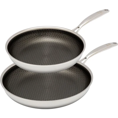 Abbildung von HENSSLERS Pfannen Set, Edelstahl, (Set, 2 tlg., 1x Bratpfanne Ø 24 cm, 28 cm), 3 Schicht Material, Wabenstruktur und Antihaftbeschichtung, Induktion