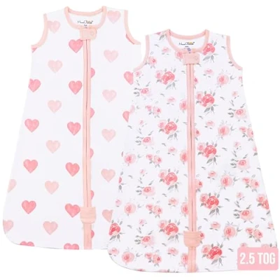 Abbildung von Mama Cheetah Baby Schlafsack 2.5 TOG, Bio Baumwolle tragbare Decke mit Zwei Wege Reißverschluss, Swaddle Übergang für Neugeborene Säugling Kleinkind Junge Mädchen, 0 6 Monate