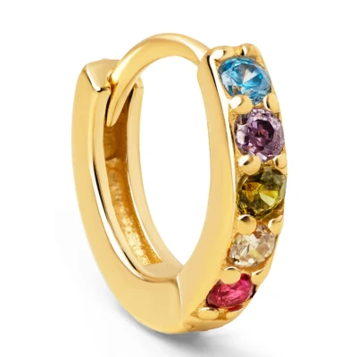 Abbildung von SINGULARU Einzelner Creolen Ohrring Cleo M Colors. Sterlingsilber mit 18 kt Goldbeschichtung. Schmuck für Damen