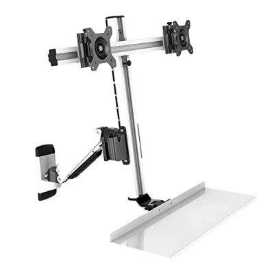 Abbildung von HFTEK 2 Fach Monitor Halterung Halter Wandhalterung für Bildschirme von 13 24 Zoll mit VESA75 / 100 Tastaturhalter (FY16WS)
