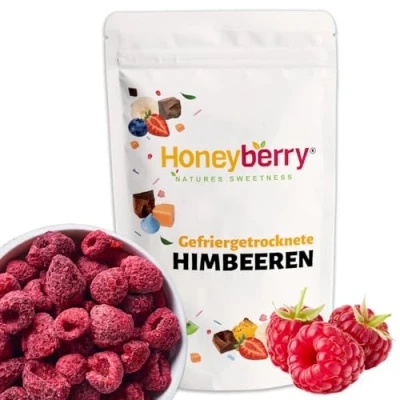 Abbildung von Gefriergetrocknete Ganze Himbeeren 50g Früchte Trockenfrüchte Gefriergetrocknet Getrocknete Perfekt zum Backen, Kuchendekoration, für Snacks, Müsli &amp; Desserts