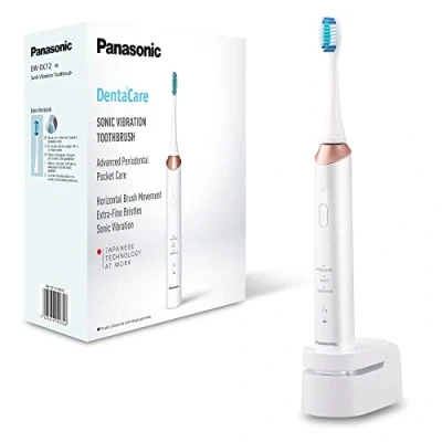 Abbildung von Panasonic EW DC12 Elektrische Zahnbürste mit Schallschwingungen, 3 Verwendungsmodi, horizontal, perfekt für die Pflege von Zahnfleischtaschen, Weiß Rosé