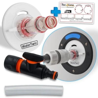 Abbildung von MaJoCompTec® WATERTWIN Tankdeckel mit Wasseranschluss Wassertankdeckel Befüll Anschluss für Wassereinfüllstutzen Wohnmobil Wohnwagen Zubehör (PRO Line + Filter Ventil, Adapter 3 PIN D:78)