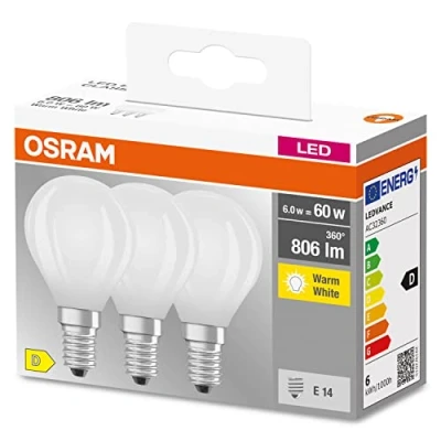 Abbildung von OSRAM Star Filament Lampe für E14 Sockel, mattes Glas ,Warmweiß (2700K), 806 Lumen, Ersatz herkömmliche 60W Leuchtmittel, nicht dimmbar, 3 er Pack