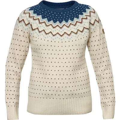Abbildung von Fjällräven Damen Övik Strickpullover, Grau, Standard Größe, weiss glacier green 646, M