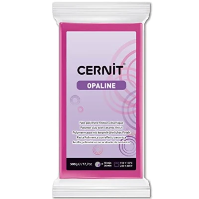 Abbildung von Cernit CE0880500460C Block Modelliermasse (Polymer) OPALINE, halb transluzent, ofenhärtend, sofort gebrauchsfähig, 500g, ideal für DIY &amp; Schmuck, Einsteiger Hobbykünstler Magenta 1 Stück