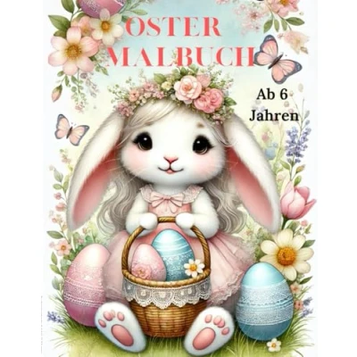 Abbildung von Ostermalbuch für Kinder: Lüstige Rätsel und Ausmalspaß ab 6Jahren Mit Osterhasen, Küken, Ostereiern freien Seiten zum Zeichnen: Kreativer Mal ... Perfekt Ausmalen, Kritzeln Entdecken