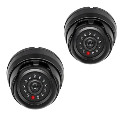 Abbildung von kwmobile 2x Dummy Kamera für Deckenunterbau mit LED Licht Dome Überwachungskamera Attrappe täuschend echte Fake Security Camera in Schwarz