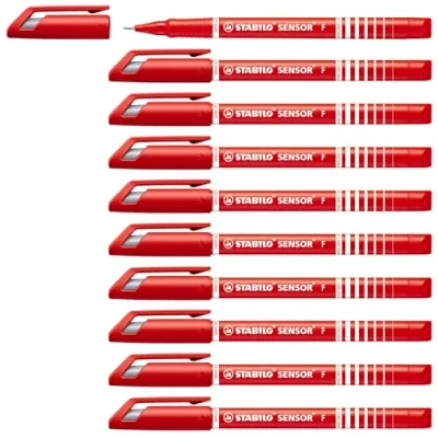 Abbildung von Fineliner mit gefederter Spitze STABILO SENSOR F fein 10er Pack rot