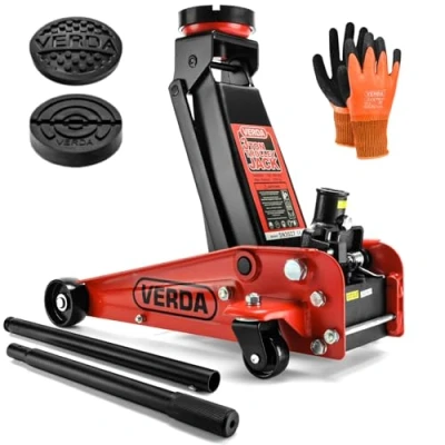 Abbildung von Verda Wagenheber 3T + 2X Gummi Handschuhe Rangierwagenheber Heber 130 490mm (Wagenheber 3T)