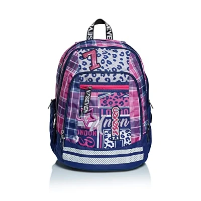 Abbildung von SEVEN Rucksack Advanced, Backpack für Schule, Uni &amp; Freizeit, Geräumige Schultasche Teenager, Mädchen, Jungen, Gepolsterter Schulranzen; Cheer Girl, pink/violett, mit Laptopfach