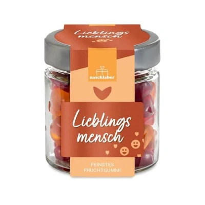 Abbildung von Fruchtgummi Geschenkglas Lieblingsmensch 120g Geschenk für die Liebsten Das Mitbringsel deine Freunde Valentinstag oder Muttertag