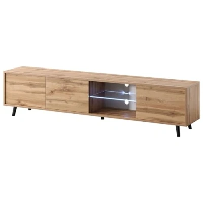 Abbildung von Selsey Galhad TV Lowboard Wotan Eiche Matt mit weißer LED Beleuchtung 175 cm breit