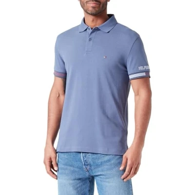 Abbildung von Tommy Hilfiger FLAG CUFF SLIM Poloshirt, Herren, Größe: Small, Faded indigo