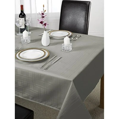 Abbildung von Emma Barclay Tischdecke, kariert, Polyester, silberfarben, 274 x 178 cm