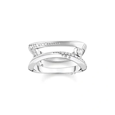 Abbildung von Thomas Sabo TR2382 051 14 Damen Silberring Welle mit Weißen Steinen