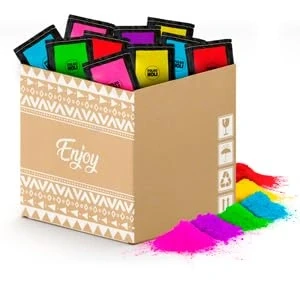 Abbildung von POLVO Holi 60 Beutel mit 100g Pulver Gulal Powder 6 Farben