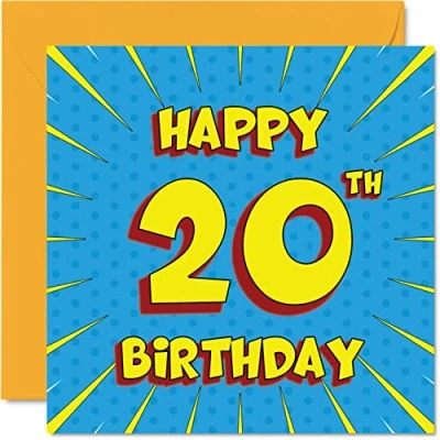 Abbildung von Lustige Geburtstagskarte zum 20. Geburtstag für Männer und Frauen, Comic Buch, Karte Schwester, Enkelin, Enkel, Tochter, Bruder, Onkel, Neffe, Nichte, 145 mm x Grußkarten,