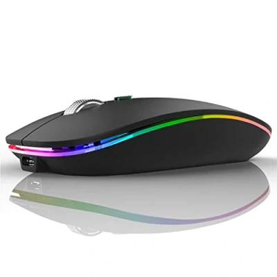 Abbildung von Uiosmuph G12 Maus Kabellos, LED 2.4G Leise Funkmaus Wiederaufladbar Wireless Mousemit Nano USB Empfänger 1600 DPI Computermaus für PC/Laptop/Windows/MacBook (Schwarz Matt)