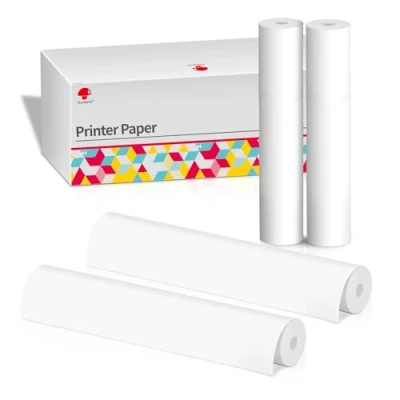 Abbildung von Phomemo A4 Thermodruckpapier 4 Rollen, 210x297 mm, BPA Frei, Thermopapier Kompatibel mit M832/M834 Mobiler Drucker für Unterwegs, Reisen, Zuhause, Foto, 20 Blatt/Rolle