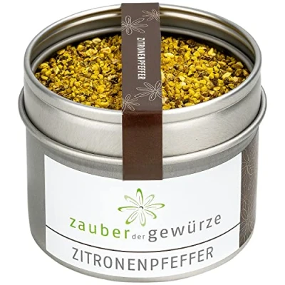 Abbildung von Zauber der Gewürze Zitronenpfeffer, grob gemahlen, leckere Pfeffer Mischung mit zitronig frischer, pfeffriger Würze, Top Qualität in wiederverschließbarer Aroma Dose, 75 g