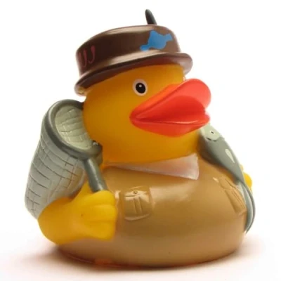 Abbildung von Duckshop I Angler Badeente Quietscheentchen Quietscheente L: 8 cm inkl. Badeenten Schlüsselanhänger im Set