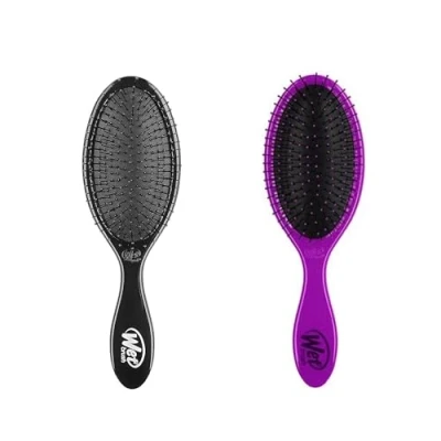 Abbildung von Wetbrush Original Detangler With Ultra Sift Intelliflex Bristles to Gently Separate Knots Ease, Does Not Rip Hair, For All Hair Types, Black &amp; Purple BUNDLE