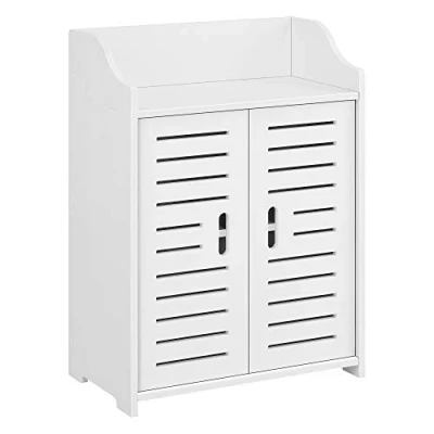 Abbildung von [en.casa] Badezimmerschrank Trosa 62 x 45 25 cm Badschrank Wandschrank Ablage Beistellschrank WPC Weiß