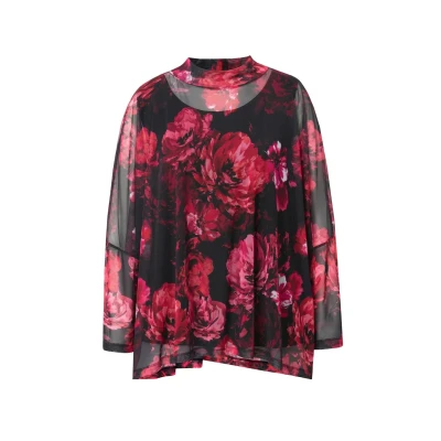 Abbildung von MIAMODA Druckbluse Mesh Bluse oversized Muster blickdichtes Top