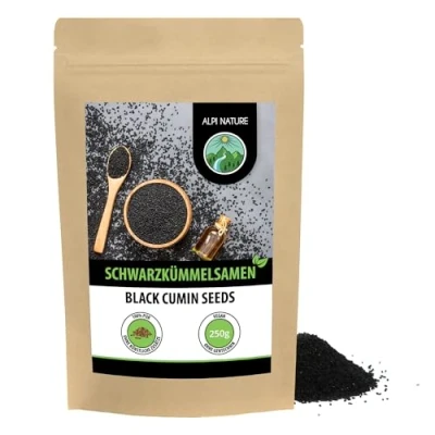 Abbildung von Schwarzkümmel ganz (250g), Schwarzkümmelsamen 100% naturrein, Schwarzkümmelkörner natürlich ohne Zusätze, vegan