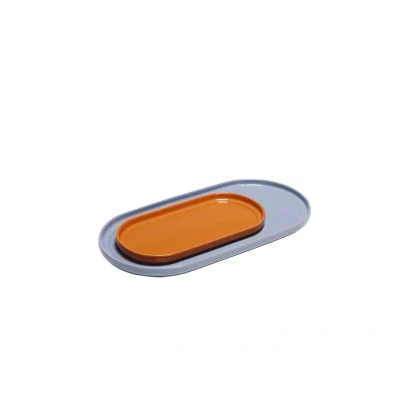 Abbildung von HÜBSCH Serviertablett Amare, hellblau + orange, 2er Set