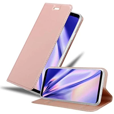 Abbildung von Cadorabo Hülle kompatibel mit Samsung Galaxy S9 Plus aus Premium Kunst Leder Flip Klappbare Stoßfeste Magnetische [Standfunktion] [Kartenfächern] Cover für Tasche in Rosa