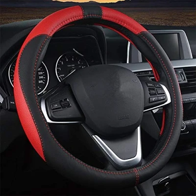 Abbildung von Coofig Auto Lenkradbezug aus Microfiber Leder, Langlebig, A Atmungsaktiv, Passend für die Meisten Autos, Warm im Winter, Universal Größe Lenkradhüllen 38cm (15 Zoll)