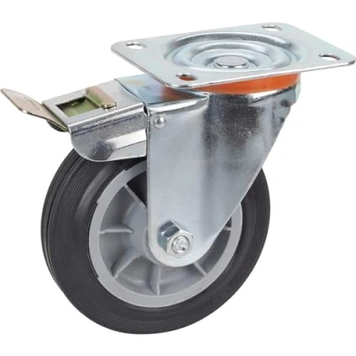 Abbildung von Lenkrolle 160mm TPE mit Feststeller Schwerlastrolle 150kg Rolle PP Felge, Stahl verzinkt