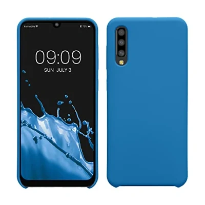 Abbildung von kwmobile Hülle kompatibel mit Samsung Galaxy A50 Silikon Handy Case Handyhülle weiche Oberfläche kabelloses Laden Blue Reef