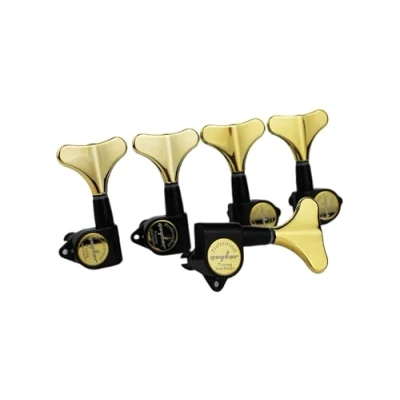 Abbildung von Guyker Gitarren Bass Stimmwirbel (3R + 2L) 1:17 Verhältnis Kopfplatte, versiegelte Stimmwirbel, Mechanikkopf, Ersatz für E Jazz oder Präzisionsinstrumente, Schwarz Gold