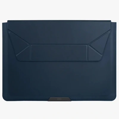 Abbildung von Uniq Oslo Laptop Hülle / Sleeve Mit Faltbarem Laptopständer 14 Zoll 14.2 Kunstleder Navy Blue Dunkelblau