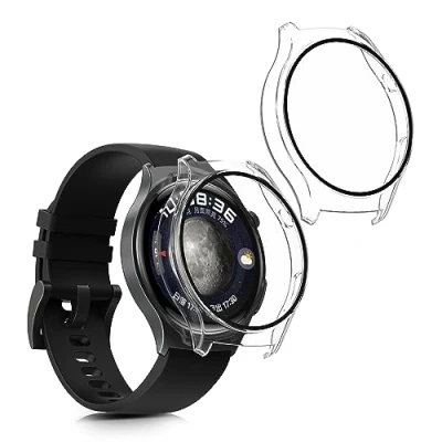 Abbildung von kwmobile 2X Cover kompatibel mit Huawei Watch 4 Hülle Fullbody Fitnesstracker Case Set aus Glas Transparent