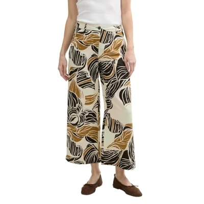 Abbildung von TOM Tailor Culotte Stoffhose, Damen, Größe: 44x28, Neutral cut leaves design