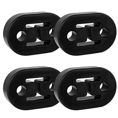 Abbildung von Fumanduo 4 Stück Auspuffgummi Universal Auspuffhalterung Auspuffrohrhalter Schalldämpfer Auspuffhalter Abgasanlage Halter Auspuff Montagehalterung 2 Loch Auto Aufhänger Buchse (Schwarz)