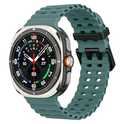 Abbildung von MoKo Sport Armband Kompatibel mit Samsung Galaxy Watch Ultra 47mm 2024 Herren Damen, Atmungsaktives Weiches Silikon Wasserdichtes Zubehör für Band, Dunkelgrün