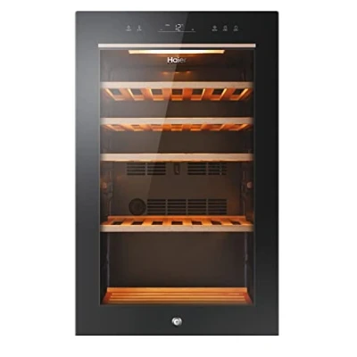 Abbildung von Haier Wine Bank 50 Serie 5 HWS49GA, Weinkühler mit Kompressor, Freistehend, 49 Flasche(n), F, Schwarz, Schwarz