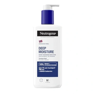 Abbildung von Neutrogena Norwegische Formel Deep Moisture Bodylotion (250 ml), sofort einziehende Körperlotion für 72h intensive Feuchtigkeit, nicht fettende Hautpflege Lotion trockene Haut