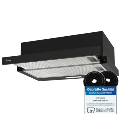 Abbildung von KKT KOLBE Unterbauhaube Dunstabzugshaube 60cm TEL350S TEL350S, / Schwarz LED Beleuchtung Filter inklusive Abluft Umluft
