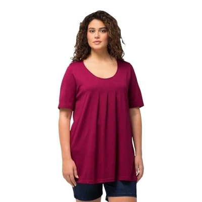 Abbildung von Ulla Popken Damen Basic met plooien, A lijn T Shirt, Dunkler Flieder, 50 Große Größen EU